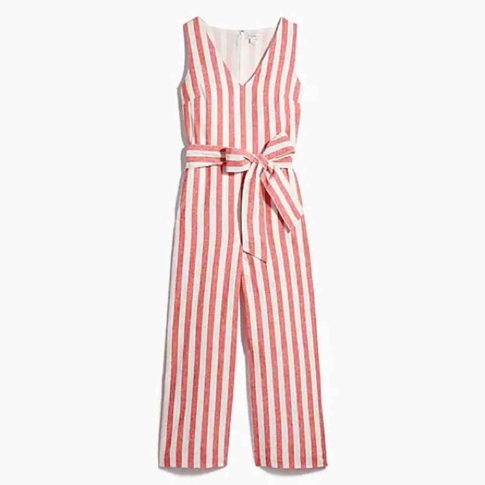 J Crew Linen-cotton V-neck jumpsuit